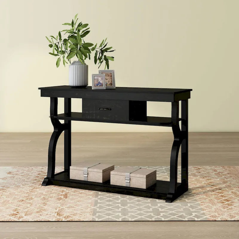 Black Oak 47-inch 3-Open Shelf Console Table