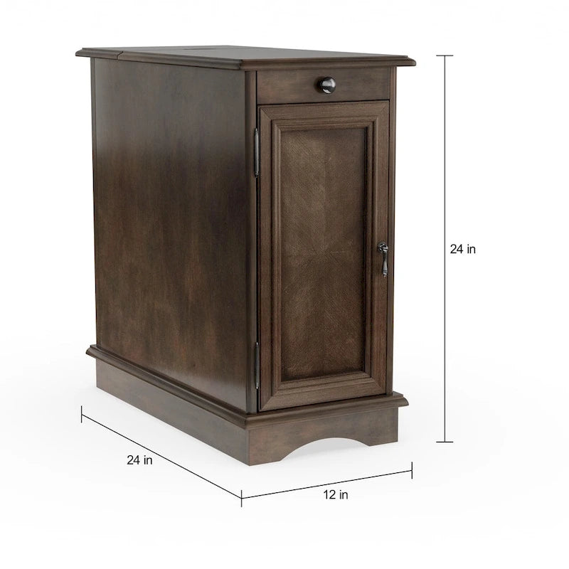 12-inch Wood Multi-storage Side Table by