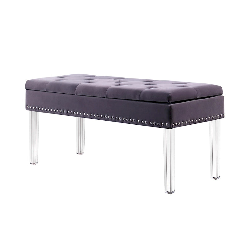 Upholstered Tufted Mid-Century 18-inch Storage Bench