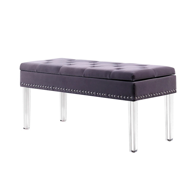 Upholstered Tufted Mid-Century 18-inch Storage Bench