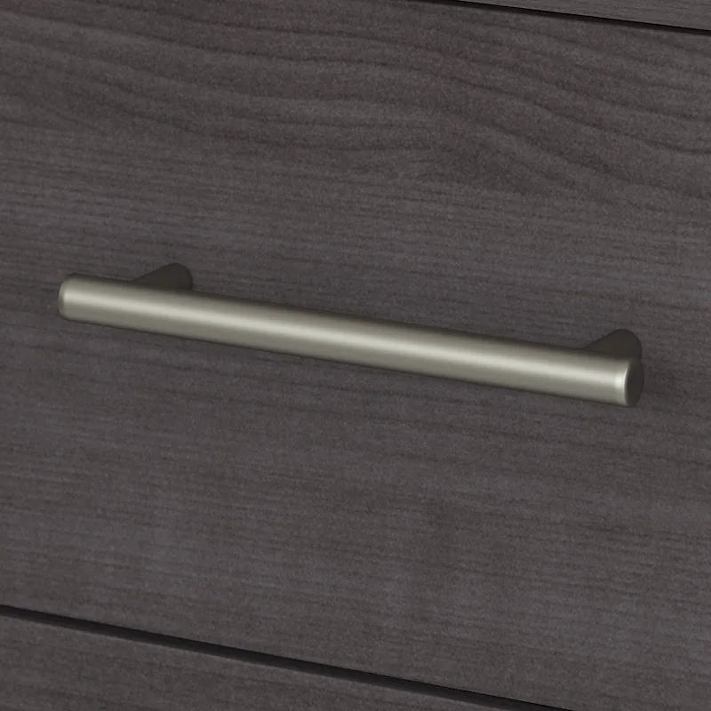 72W L Shaped Desk with Hutch, Cabinet and Bookcase in Gray