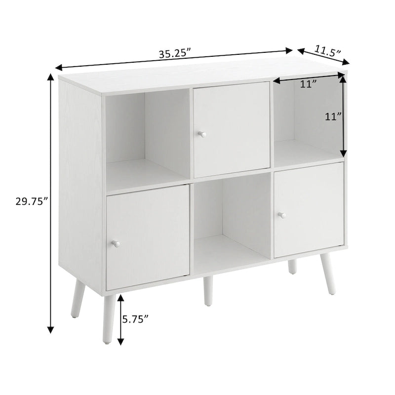 Cube Organizer Sideboard Console Table with 3 Cubbies and 3 Cabinets