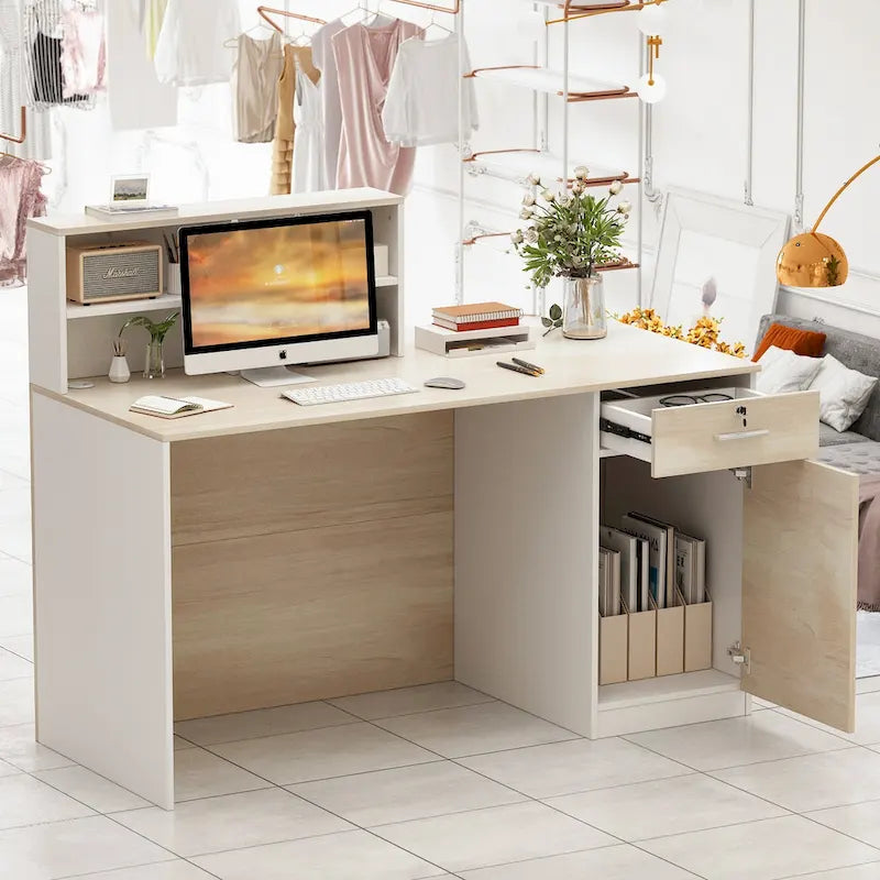  Peninsula Wood Reception Desk Working Desk Secretary Desk