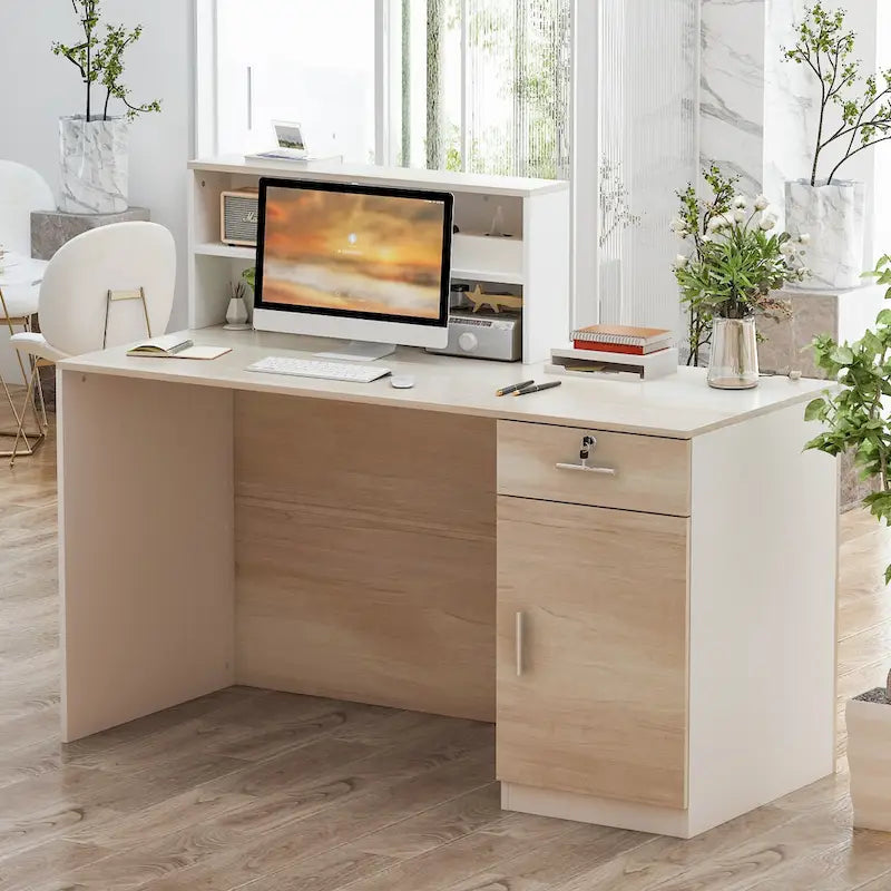 Peninsula Wood Reception Desk Working Desk Secretary Desk