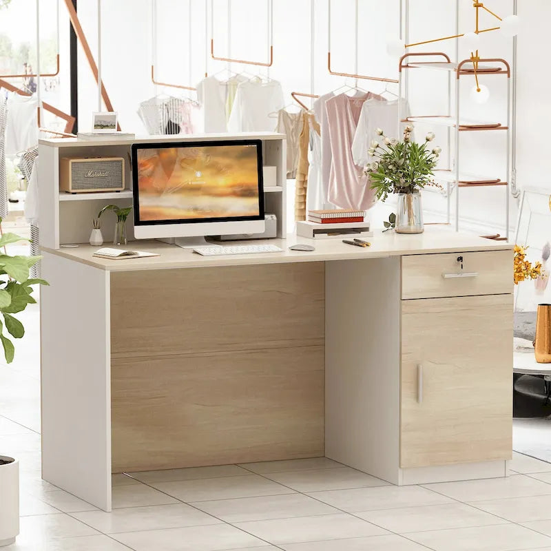 Peninsula Wood Reception Desk Working Desk Secretary Desk