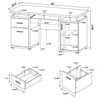 Computer Desk with 2 Drawers and Cabinet in White