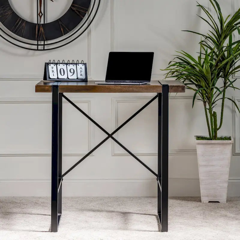 36W Mango Wood & Metal Standing Desk
