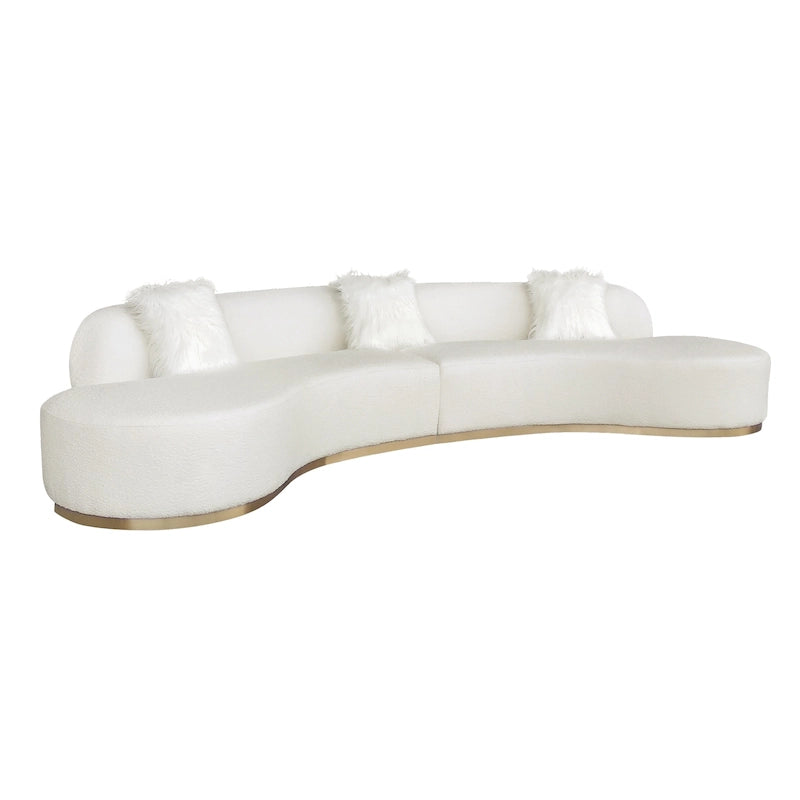 Curved Sofa with 3 Pillows Included