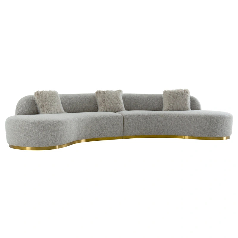 Curved Sofa with 3 Pillows Included