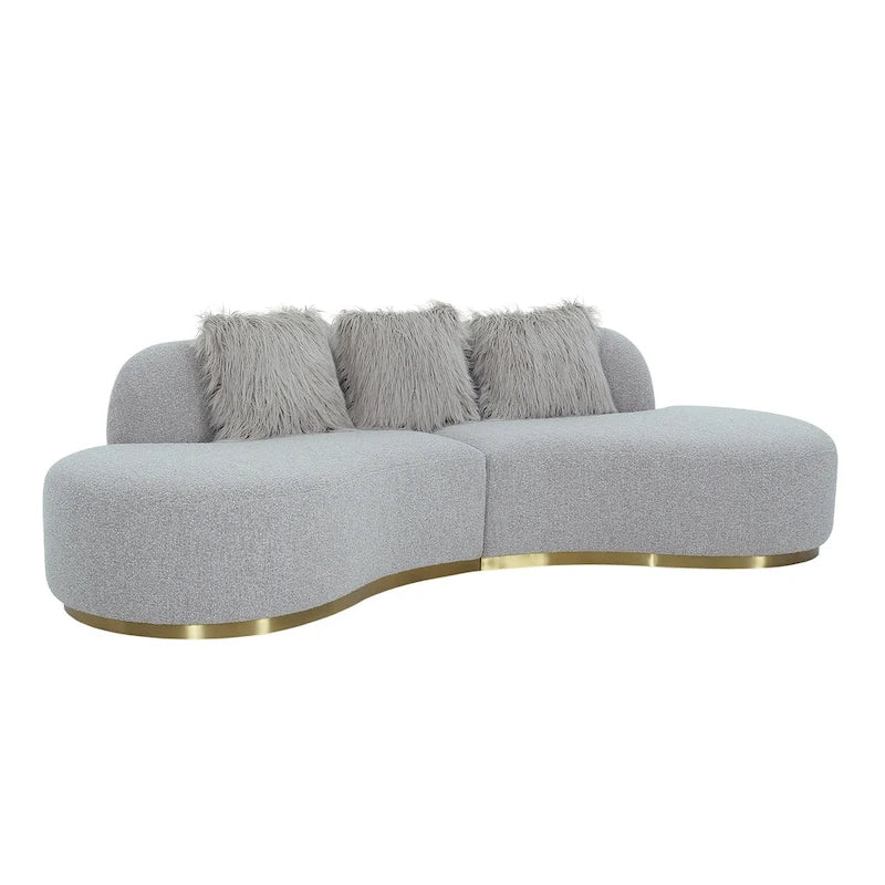 Curved Sofa with 3 Pillows Included