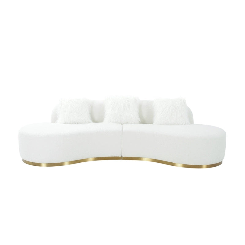 Curved Sofa with 3 Pillows Included