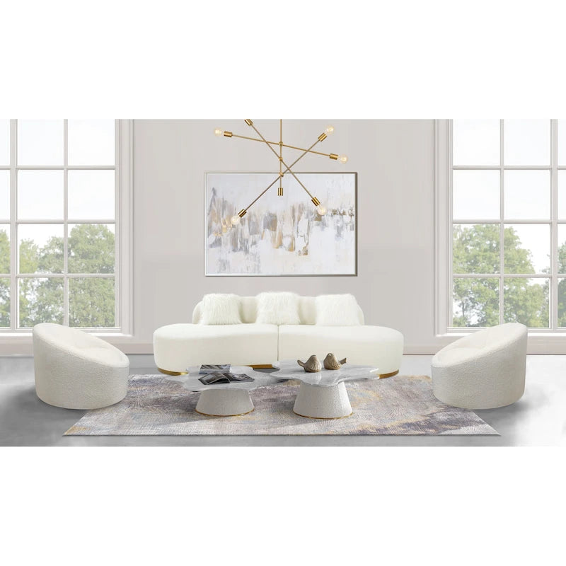 Curved Sofa with 3 Pillows Included