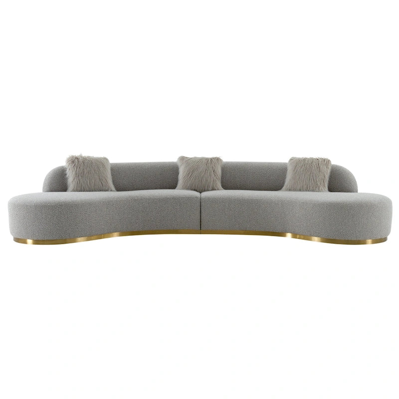 Curved Sofa with 3 Pillows Included