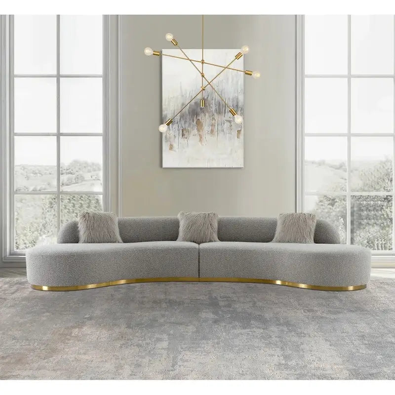 Curved Sofa with 3 Pillows Included