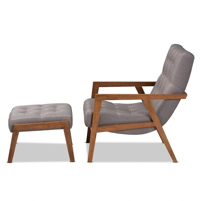 Upholstered Armchair and Footstool Set