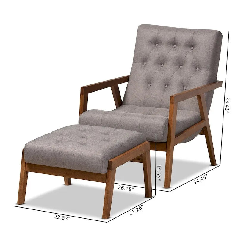 Upholstered Armchair and Footstool Set