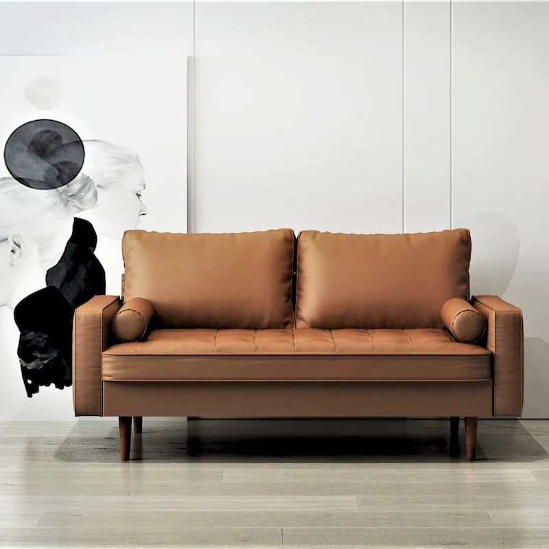 Faux Leather Mid-century Modern Sofa