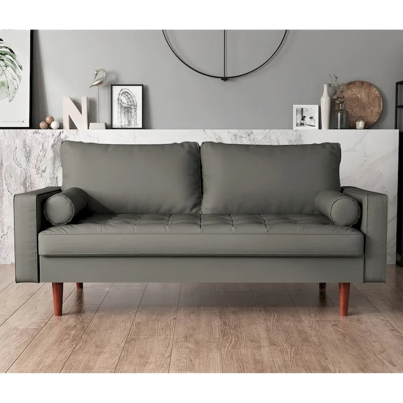 Faux Leather Mid-century Modern Sofa
