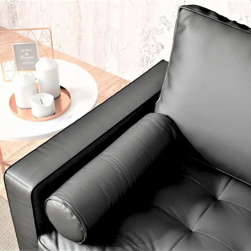 Faux Leather Mid-century Modern Sofa