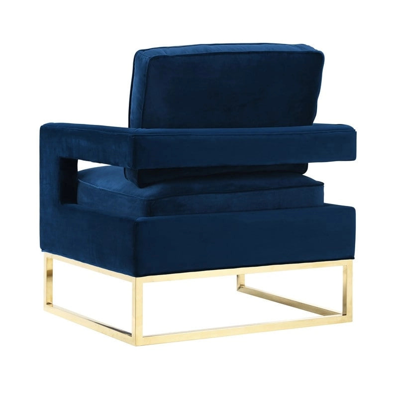 Chaise en velours bleu marine