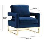 Chaise en velours bleu marine