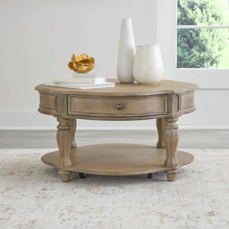 Weathered Bisque Round Cocktail Table