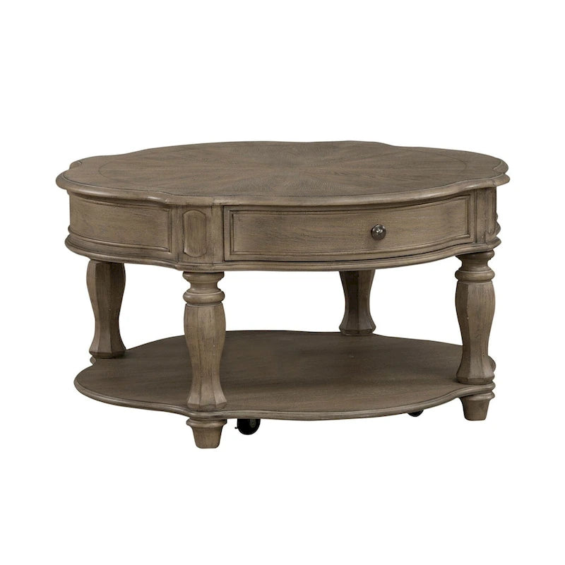 Weathered Bisque Round Cocktail Table