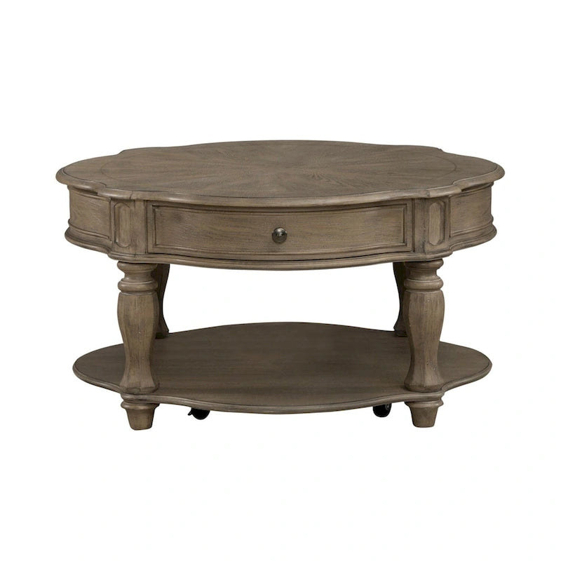 Weathered Bisque Round Cocktail Table