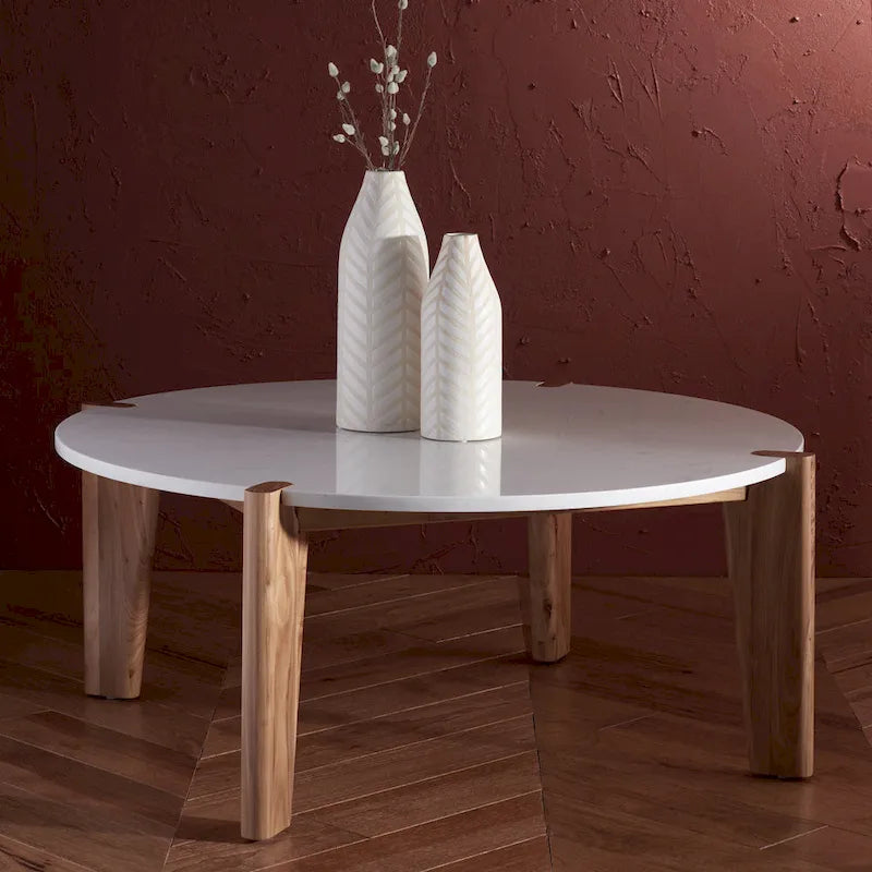  Couture Sarma Marble Top Round Coffee Table - 40 In. W x 40 In. D x 16 In. H - 40W x 40D x 16H