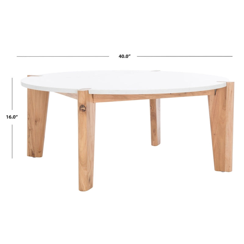 Marble Top Round Coffee Table - 40 In. W x 40 In. D x 16 In. H - 40W x 40D x 16H