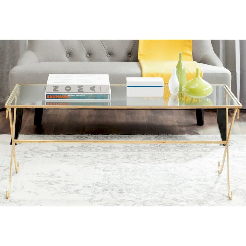  Olka Gold/ Tempered Glass Top Coffee Table - 43 x 20 x 18.3 - 43Wx20Dx18H