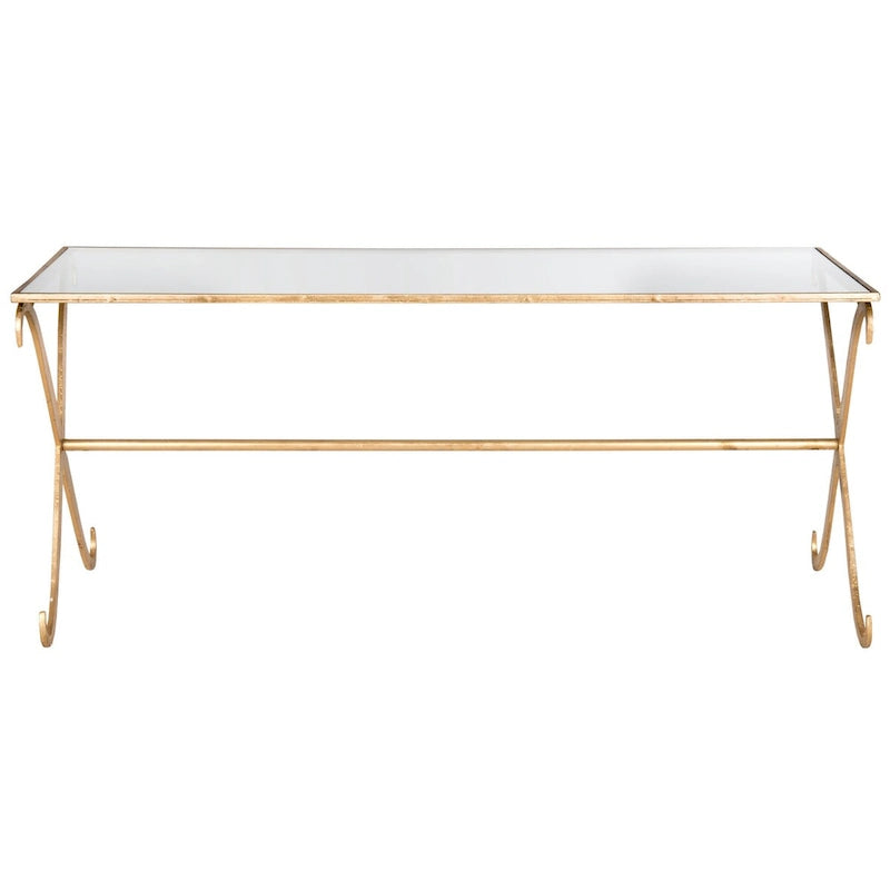 Gold/ Tempered Glass Top Coffee Table - 43 x 20 x 18.3 - 43Wx20Dx18H
