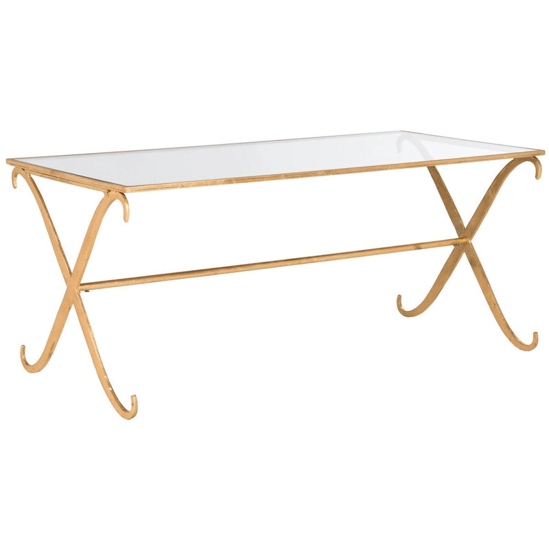Gold/ Tempered Glass Top Coffee Table - 43 x 20 x 18.3 - 43Wx20Dx18H