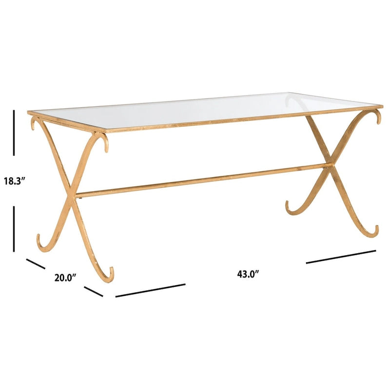 Gold/ Tempered Glass Top Coffee Table - 43 x 20 x 18.3 - 43Wx20Dx18H