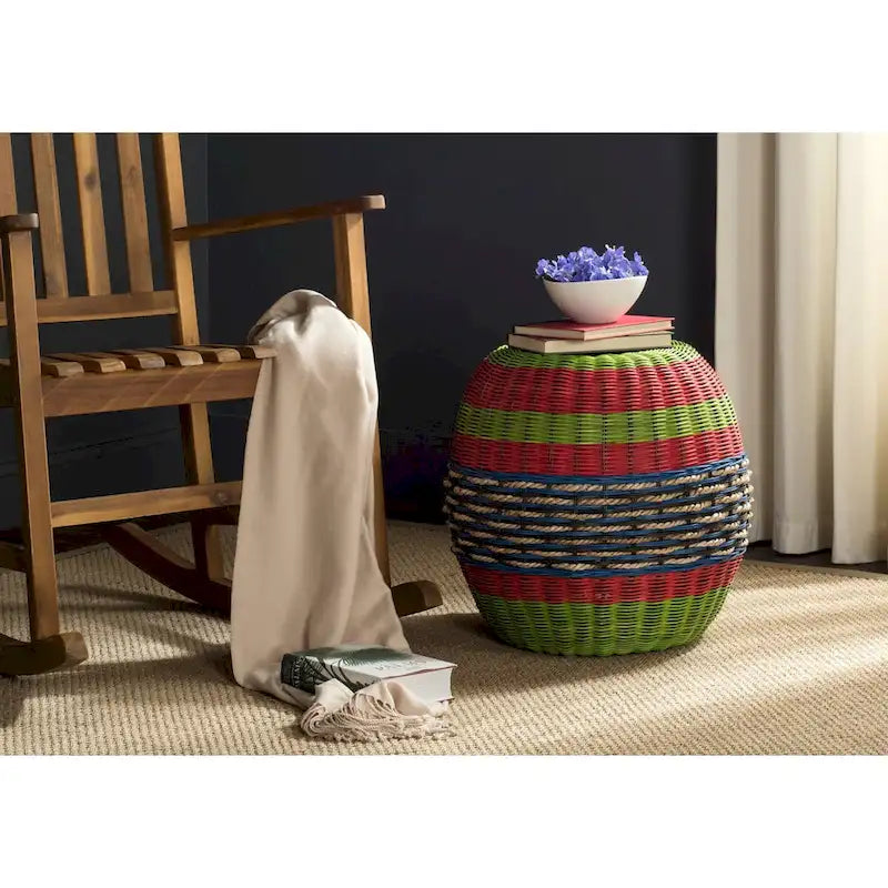  Kiriko Multi Wicker Rattan Barrel Stool - 18 x 18 x 18 - 18Wx18Dx18H