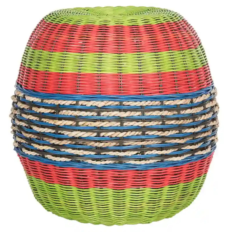 Multi Wicker Rattan Barrel Stool - 18 x 18 x 18 - 18Wx18Dx18H