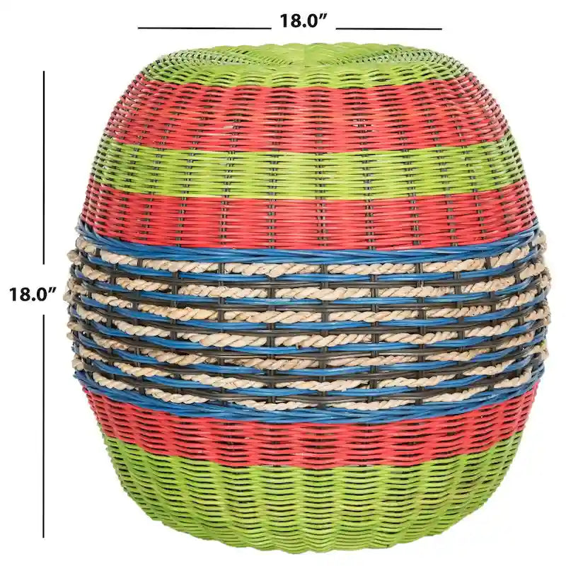 Multi Wicker Rattan Barrel Stool - 18 x 18 x 18 - 18Wx18Dx18H