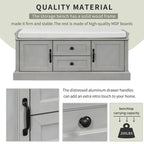 Storage Shoes Bench with 2 Drawers, 2 Cabinets and Removable Cushion