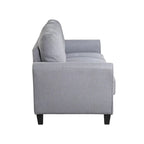 Light Grey-Blue Linen Upholstered Modern 3-Seat Sofa, Comfortable Cushion
