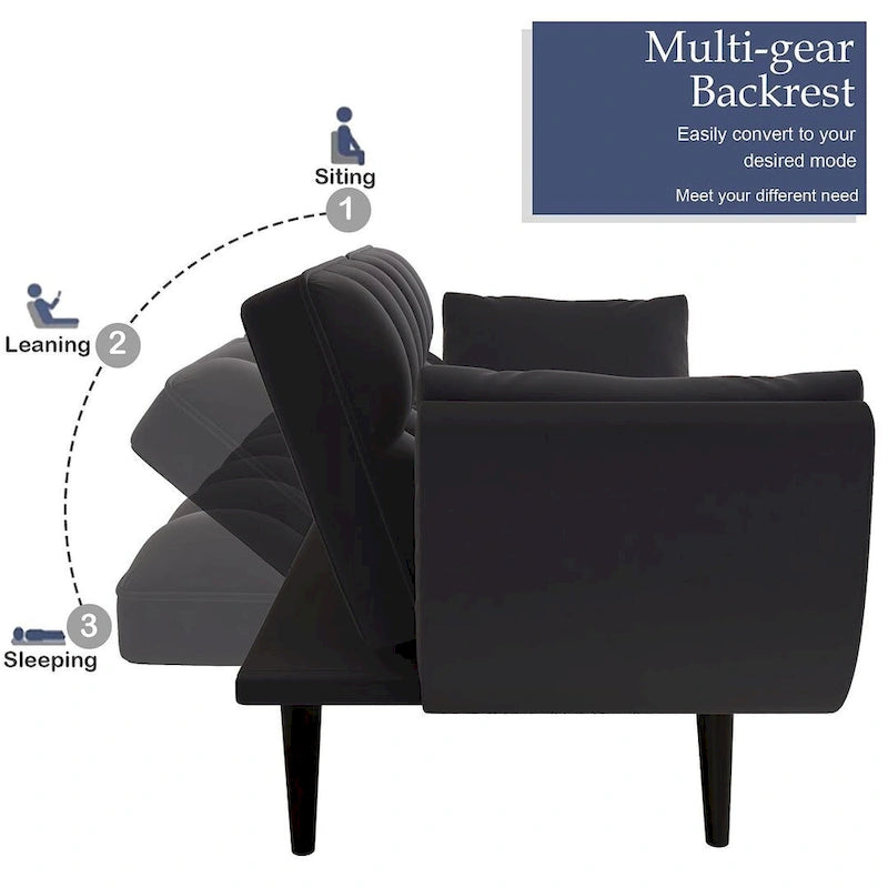 57 Futon Sofa Bed, Convertible Folding Futon Couch Recliner Lounge For Living Room