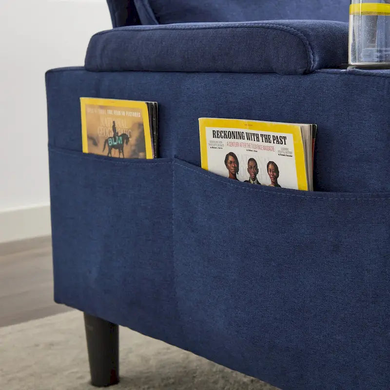 Upholstered 3-seat Sofa with Storage Ottoman for Living Room