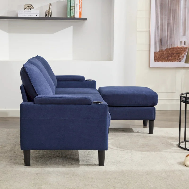 Upholstered 3-seat Sofa with Storage Ottoman for Living Room