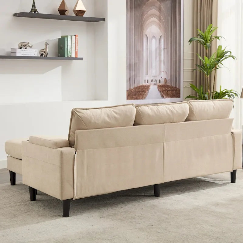 Upholstered 3-seat Sofa with Storage Ottoman for Living Room