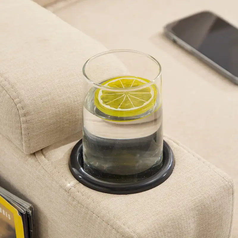 Upholstered 3-seat Sofa with Storage Ottoman for Living Room