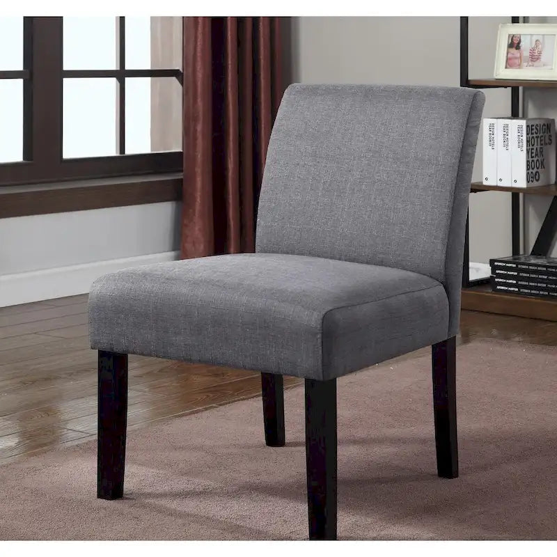 Wood Mottled Fabric Accent Chair with Solid Wood Legs (Set of 2)