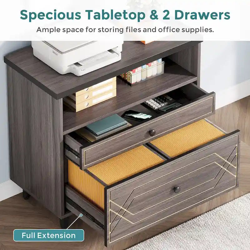 Office File Cabinet with Shelf, 2 Drawer Filing Cabinet for Letter Size