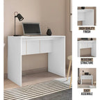Modern Computer Desk 35 in Wide Home Office Desk Furniture for Small Spaces Minimalist Design Compact PC Laptop Study Table