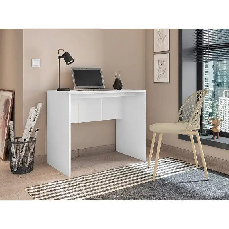 Modern Computer Desk 35 in Wide Home Office Desk Furniture for Small Spaces Minimalist Design Compact PC Laptop Study Table