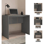 Modern Computer Desk 35 in Wide Home Office Desk Furniture for Small Spaces Minimalist Design Compact PC Laptop Study Table