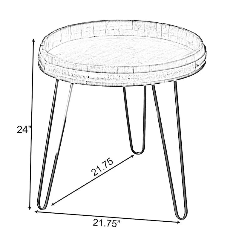 Wooden Wine Barrel Head End Table Accent Coffee Table